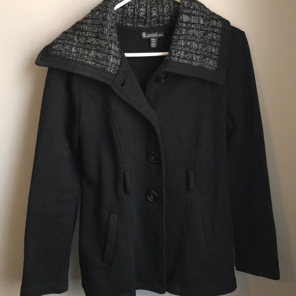 Signature studio black pea coat